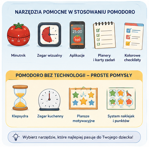 technika Pomodoro dla dzieci narzędzia