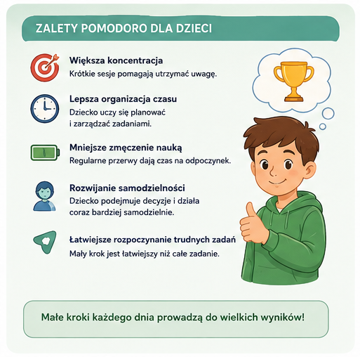 technika Pomodoro dla dzieci zalety